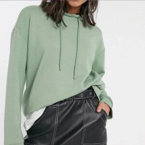 Stradivarius Green Hoodie Sweatshirt with Side Pocket